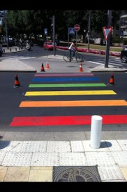 Rainbow crosswalk in Tel Aviv